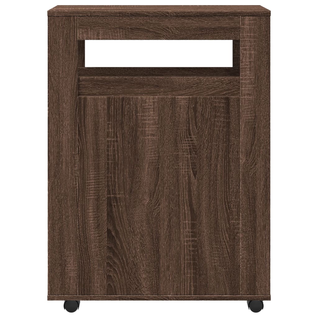 Narrow Bathroom Cabinet with Wheels Brown Oak Engineered Wood